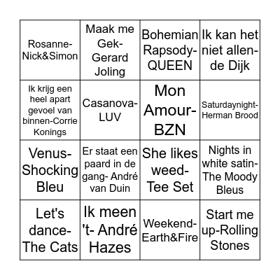 SWINGO Bingo Card