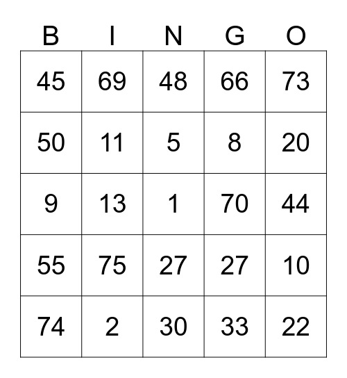 PUNYA RIDIL Bingo Card