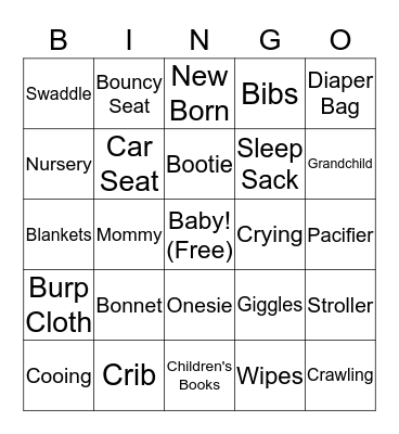Baby Bingo Card