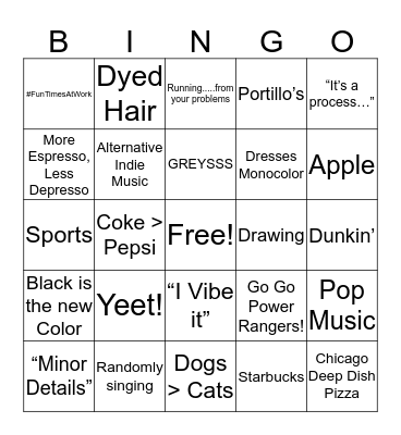 Brent’s Bingo Card