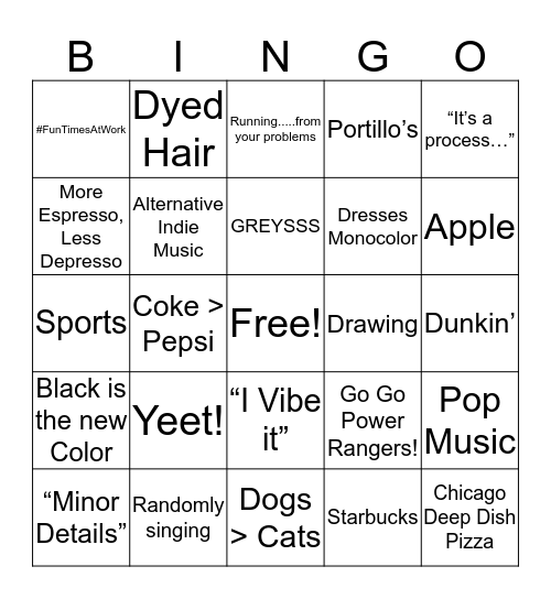 Brent’s Bingo Card