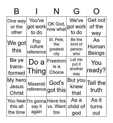 Water and Stone Bingo Card