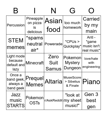 SeanVGM Bingo Card