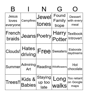 Salovie Bingo Card