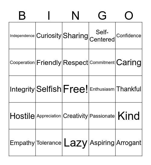 "Choose Your Attitude" Bingo Card