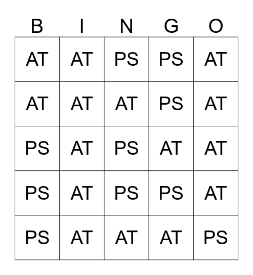 Active or Passive Bingo Card