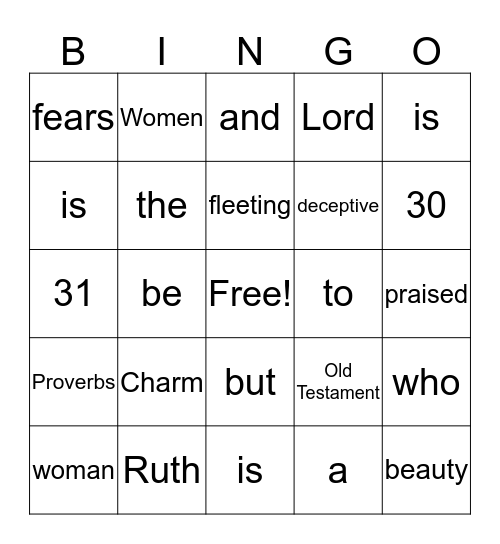 Women of the Old Testament Memory Verse Bingo Card