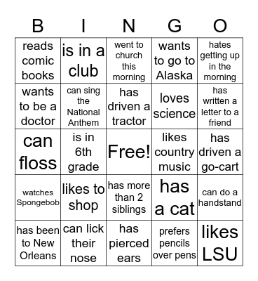 Find someone who... Bingo Card