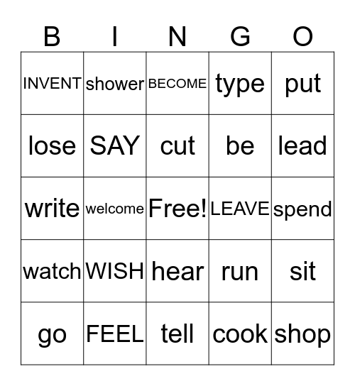 PAST TENSE PRACTICE  Bingo Card