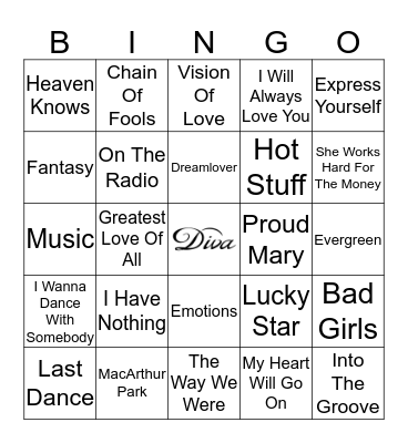 DIVAS Bingo Card