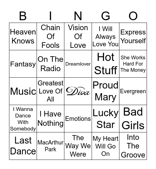 DIVAS Bingo Card