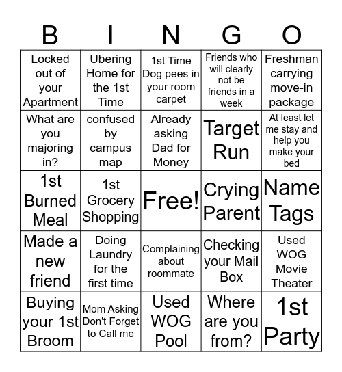 WOG Orientation Bingo Card