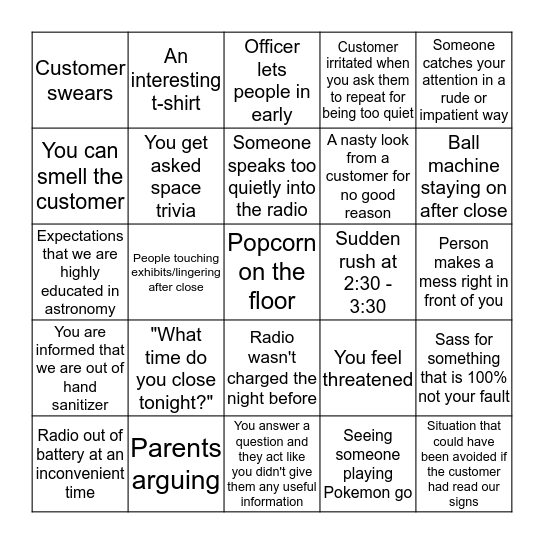 General Bingo Card