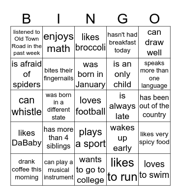 Find Someone Who... Bingo Card
