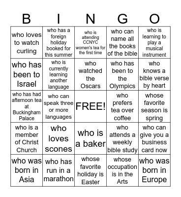 Find Someone Bingo Card