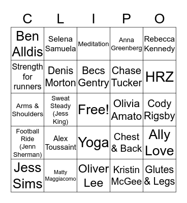CLIPO Bingo Card