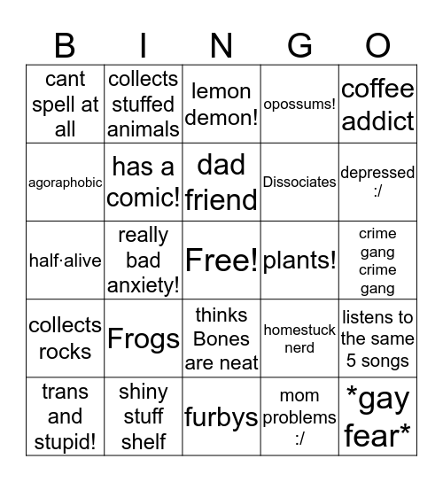 how similar are you to Sal! Bingo Card