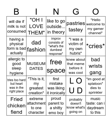 Al's Friend Bingo Card