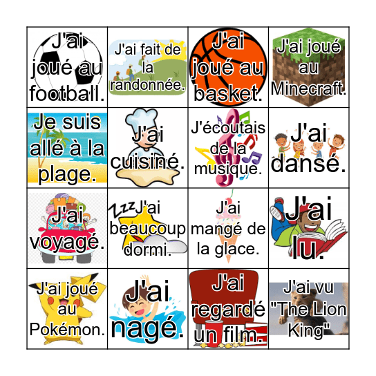 Mon été! Bingo Card