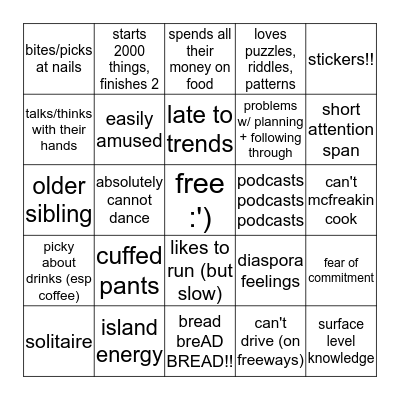are u me? (jamie edition) Bingo Card