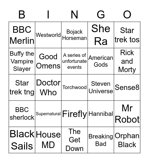 Remy's TV Bingo Card
