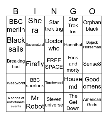 Remy's TV Bingo Card