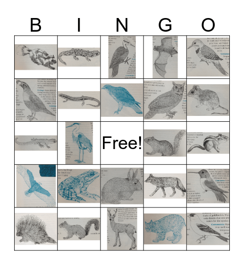 Girls Camp Animals Bingo Card