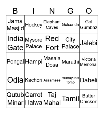 Independence Day Bingo Card