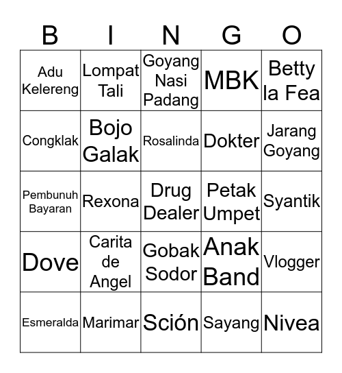 ILHAM BANG BANG Bingo Card