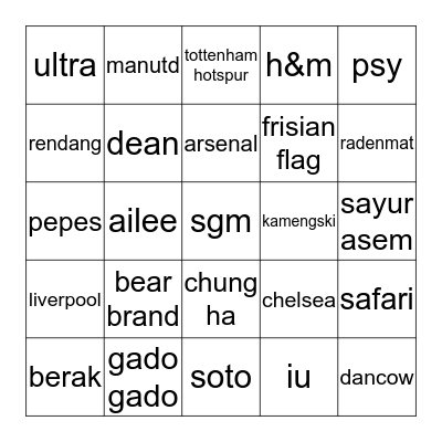 bangsat Bingo Card