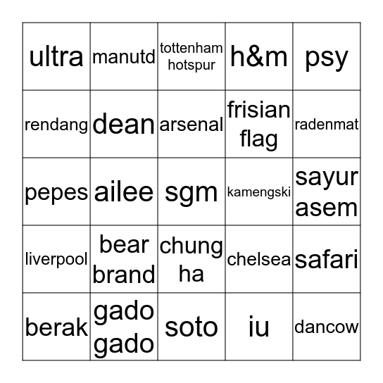 bangsat Bingo Card