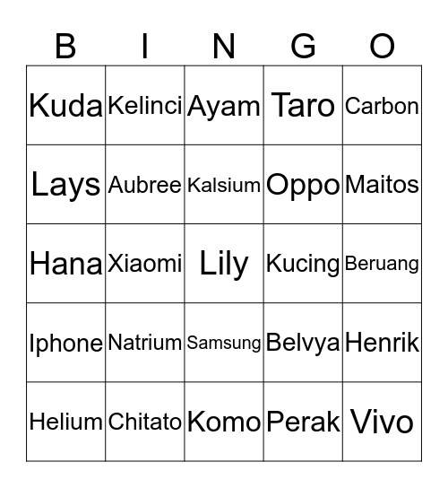 Semoga menang huhu Bingo Card