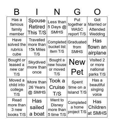 San Marino High School  Bingo Card