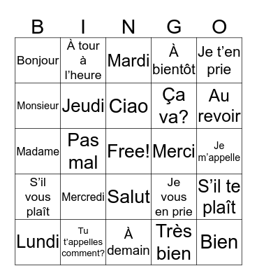 BV 1 Prélim 1 Bingo Card