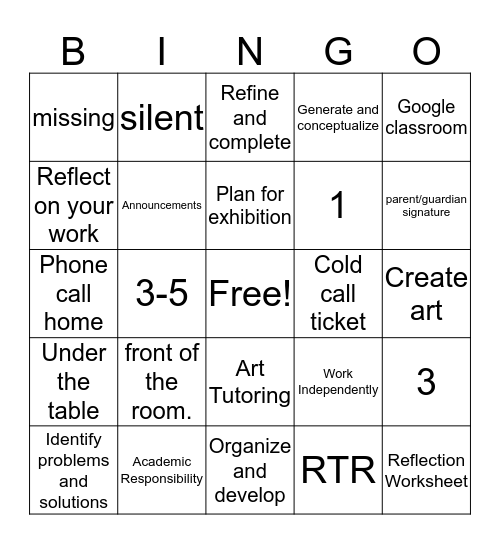 Syllabus Bingo Card