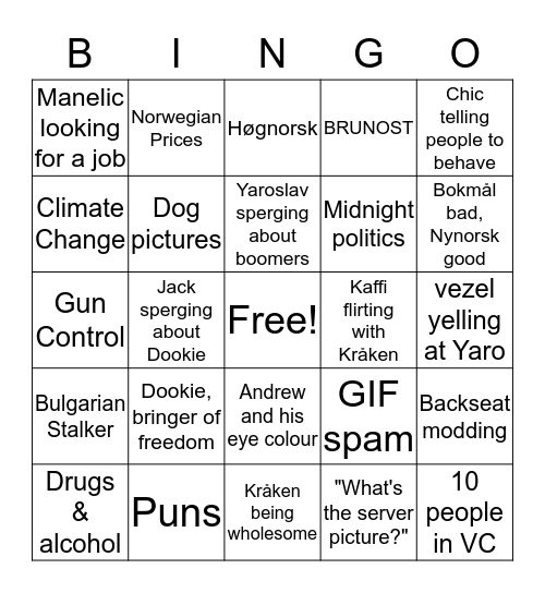 ENLE Bingo Card
