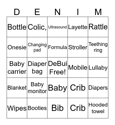 Get Ready For Baby Bingo Card