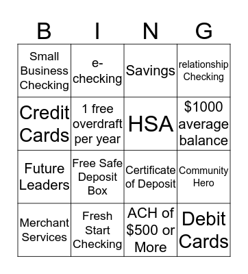 CenterState Bank Bingo Card
