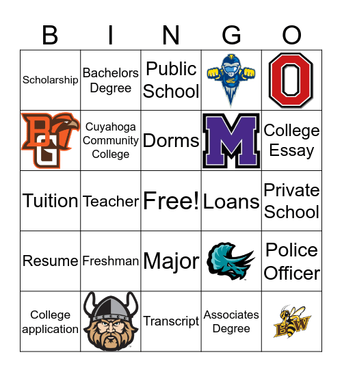 College & Career Fun! Bingo Card