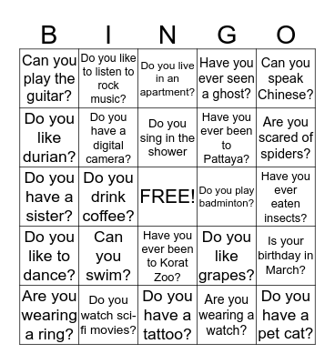 Human Bingo Card