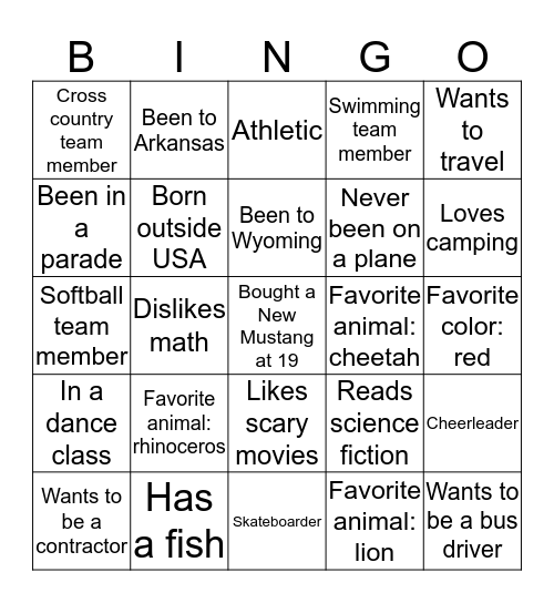 Let's Mingle Bingo Card