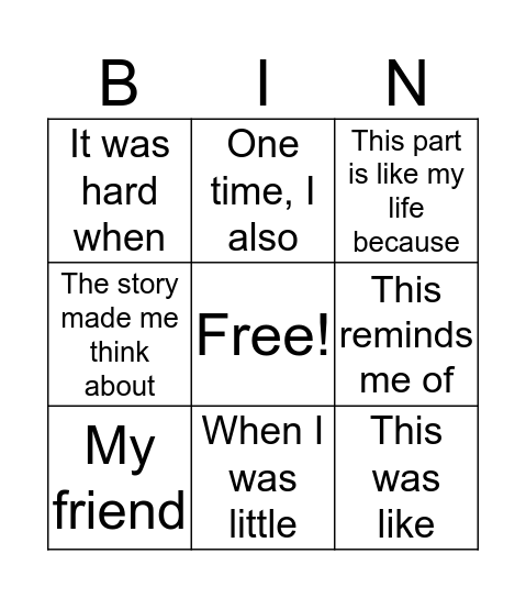 Connections Bingo Card