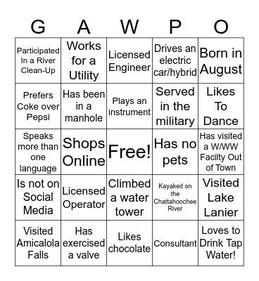 GAWPO Bingo Card