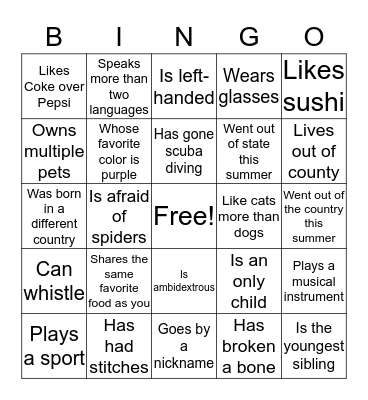 Find Someone Who... Bingo Card