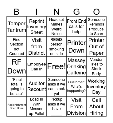 462 Inventory Bingo Card