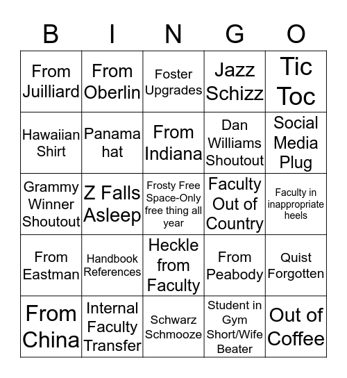 FROST MEETING BINGO Card