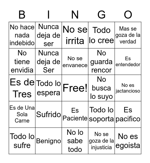 Bingo Matrimonial-El Amor Bingo Card