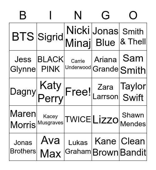 THE HITS! Bingo Card