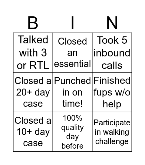 Untitled Bingo Card