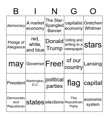 Lesson 1 Bingo Card
